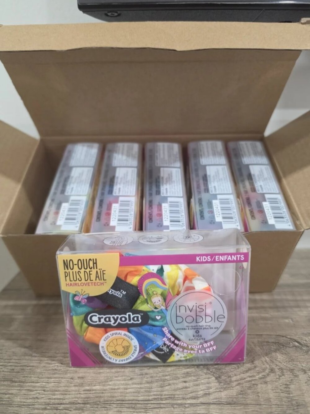 Lot of 6 packs- Crayola Invisibobble Kids Sprunchie Spiral Hair Ring. New